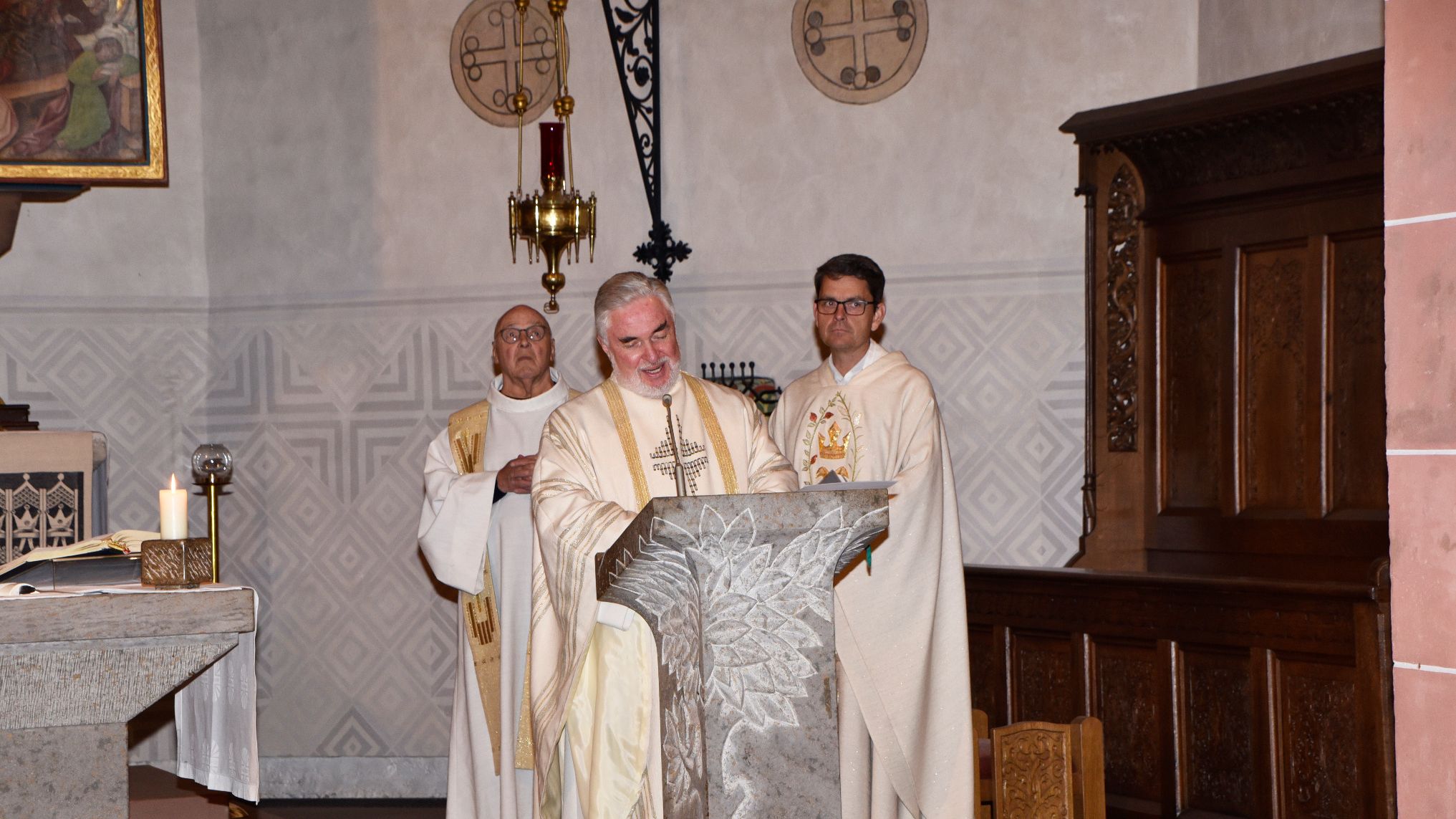 Zelebrierten den Gottesdienst (von links): der frühere Propst Heinz-Josef Durstewitz, Pfarrer Martin Lerg und Dechant Markus Blümel. 